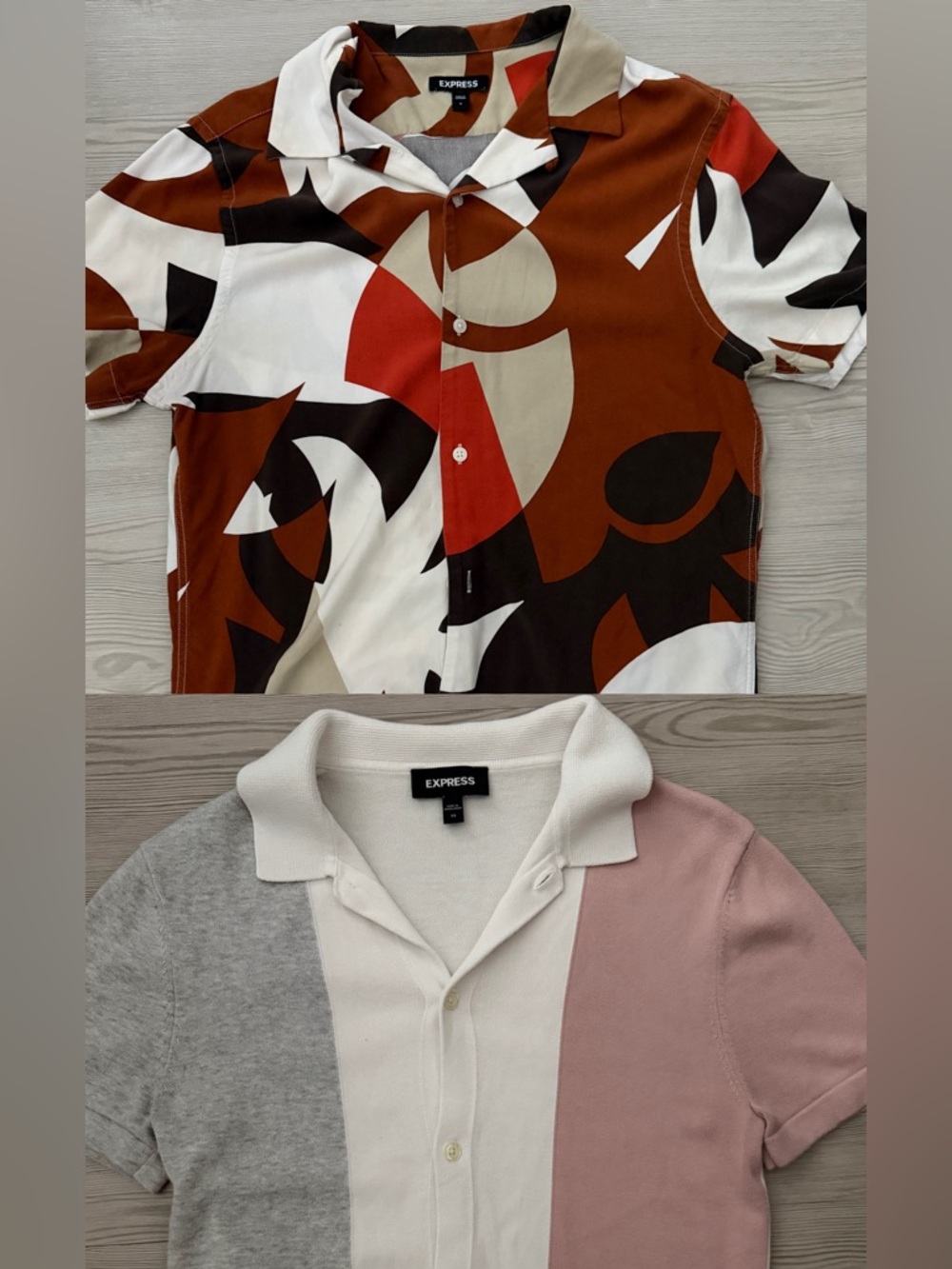 Bundle of 2 men’s Express short sleeve button-up shirts